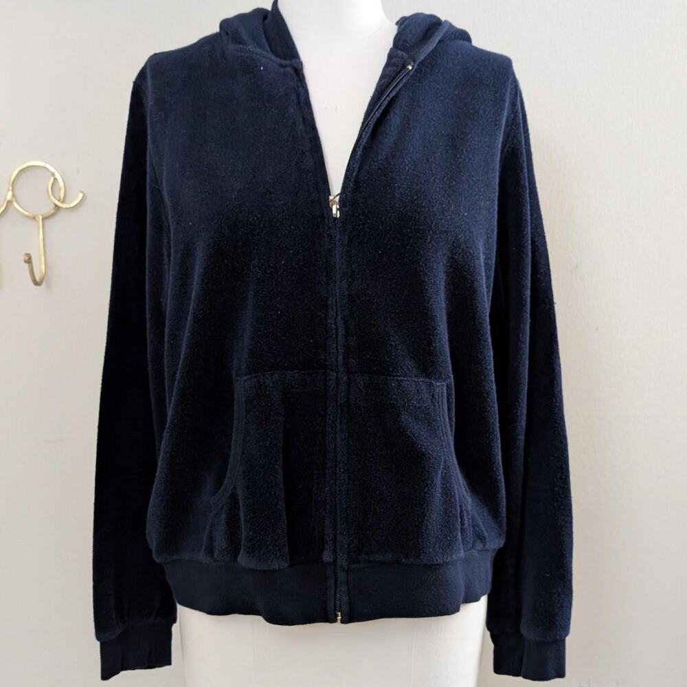 ib diffusion vintage zip front cotton blend terry cloth hoodie